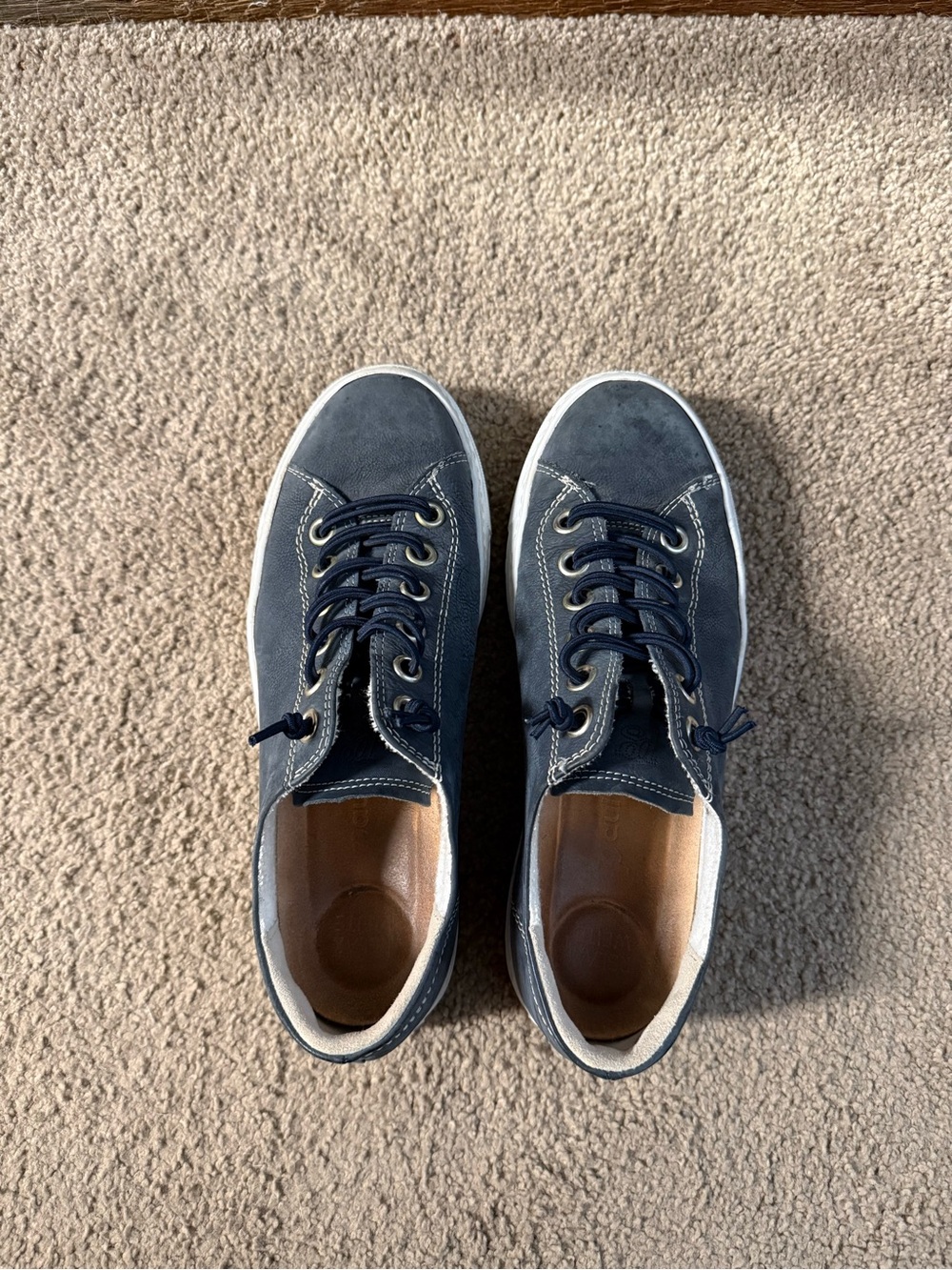 Paul Green Navy Suede Lace-Up Sneakers